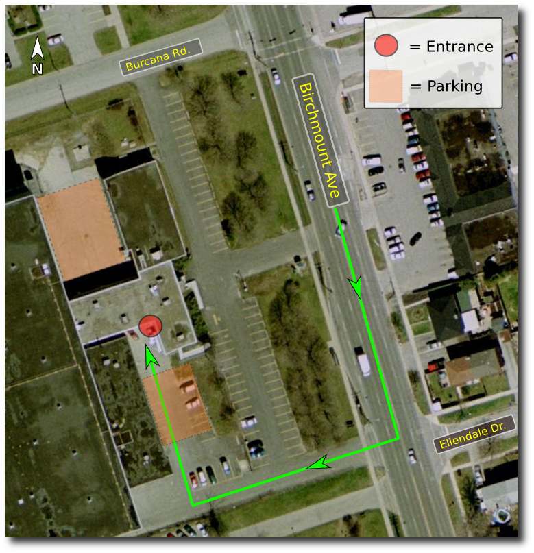 churchmap-detail-shadow 1510, Birchmount Ave, Suite 103 Entrance